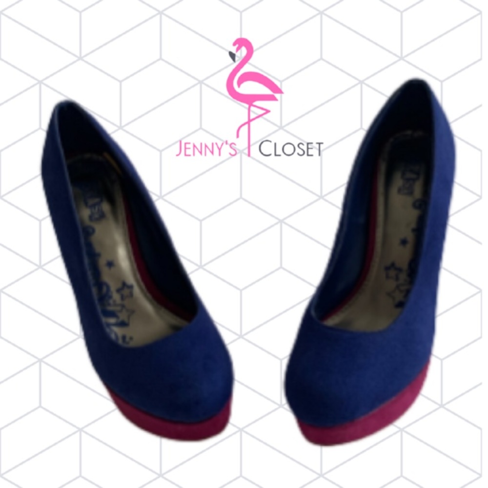 Trash, Size 8, Blue/Pink/Purple High Heeled Shoe